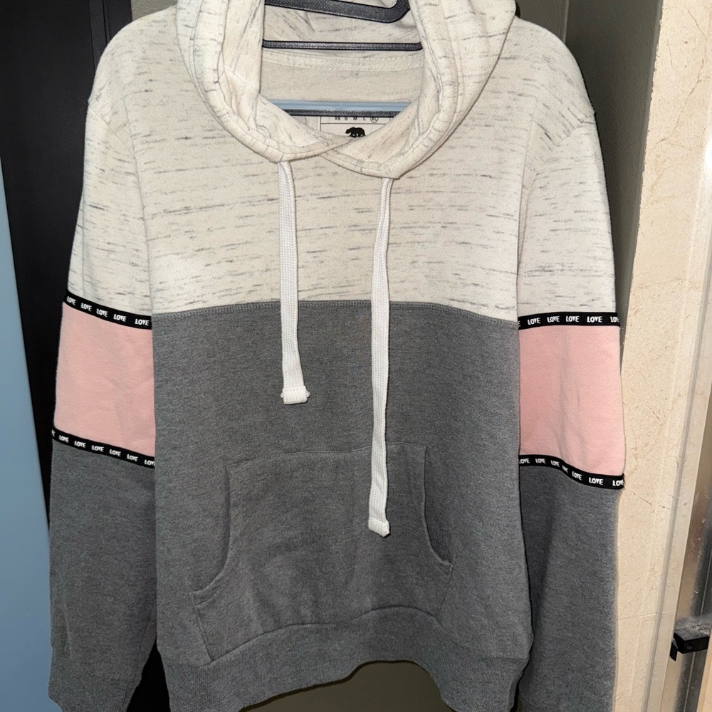 Reflex Cream and Gray Cowl Neck Sweater